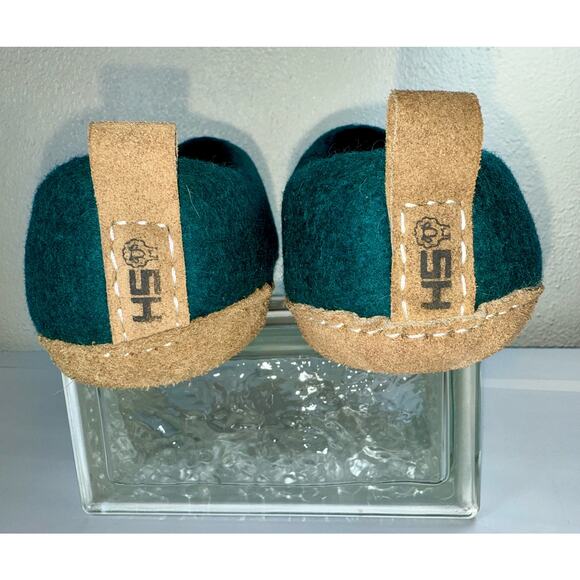 New Haussimple Felted Wool Suede Sole Slipper Sz 9 House Shoe Mule Jade Green - Picture 7 of 10